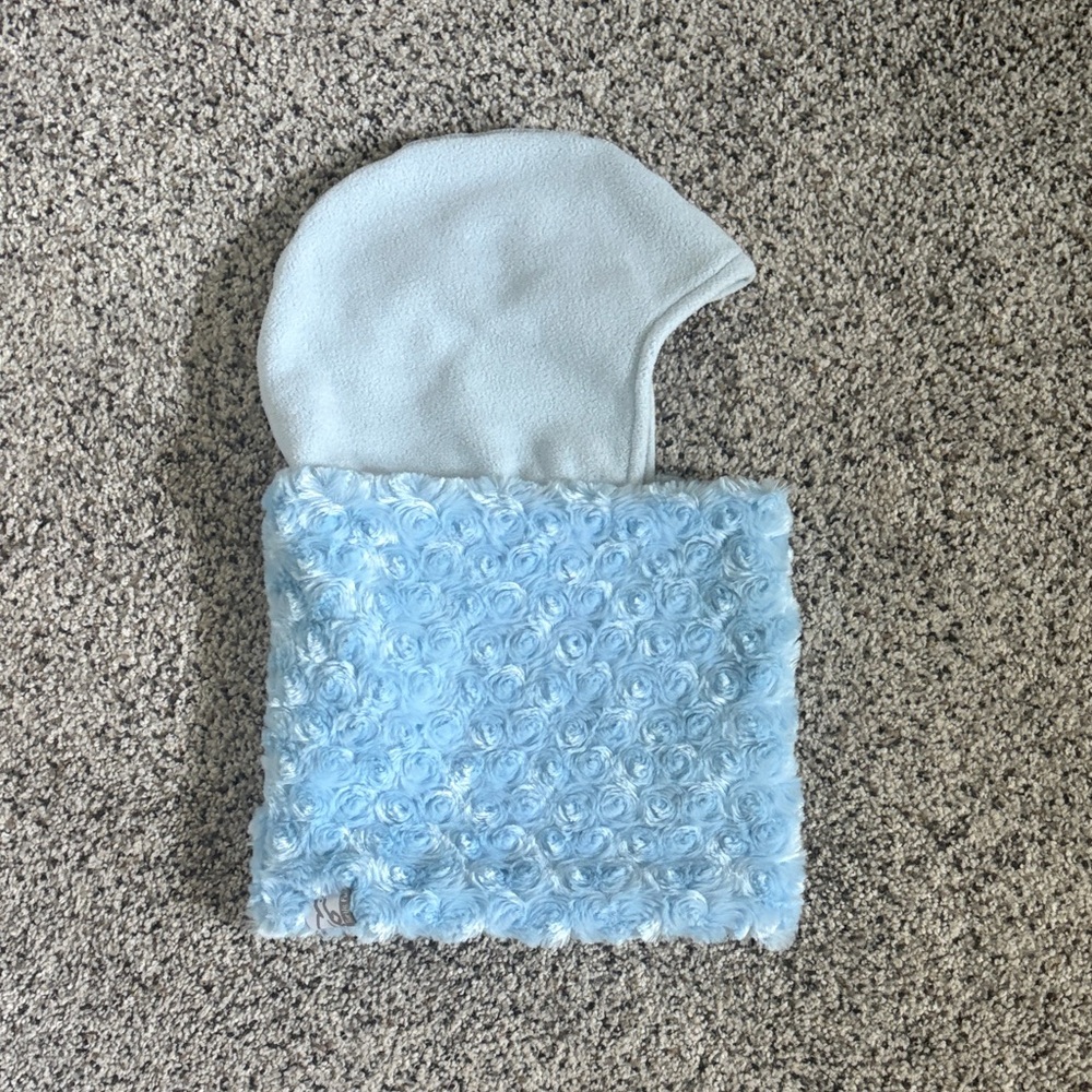 Light Blue Kids Hat / Helmet Liner with Neck Warmer